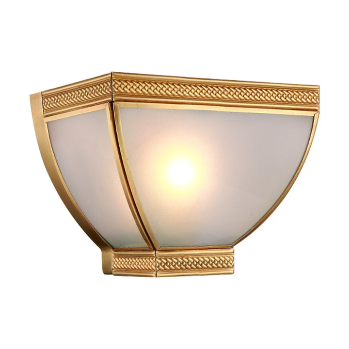 Skørter | Opaque Glass Torch Flush Wall Lamp Retro 1 Head Wall Mount Lamp Kit with Golden Edge