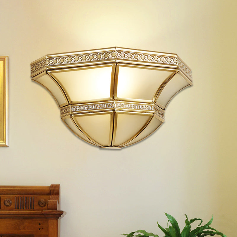 Skørter | Flared Wall Mount Light Traditional Opal Glass 1 Light Gold Finish Wall Light