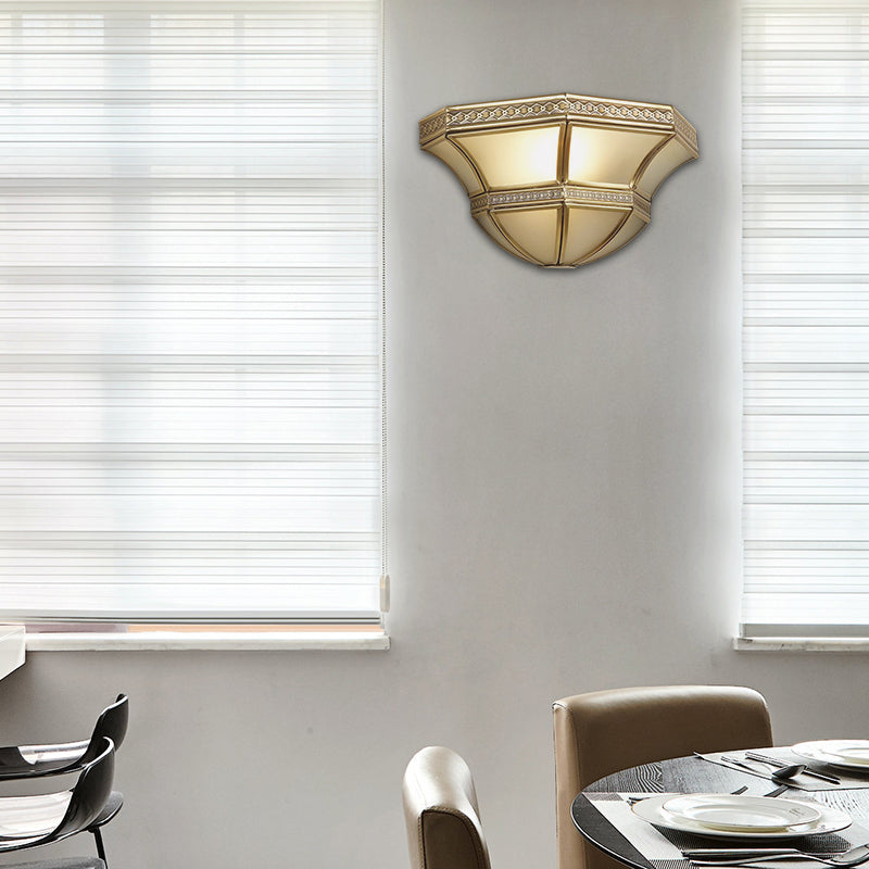 Skørter | Flared Wall Mount Light Traditional Opal Glass 1 Light Gold Finish Wall Light