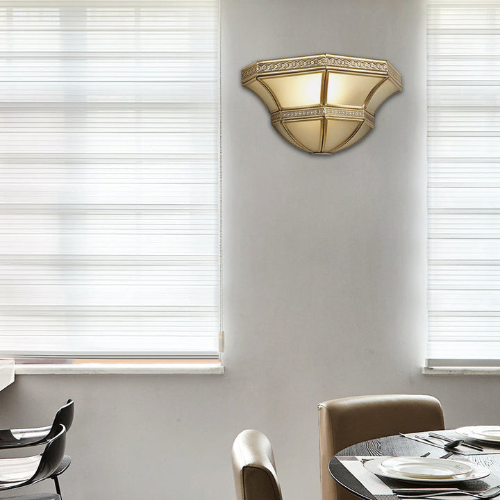 Skørter | Flared Wall Mount Light Traditional Opal Glass 1 Light Gold Finish Wall Light