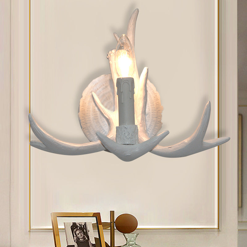 Skørter | 1 Light Exposed Bulb Wall Lamp Traditional White/Wood Resin Wall Lamp Fixture for Hallway