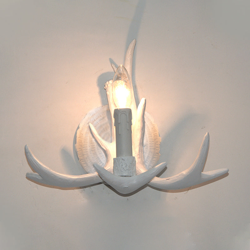 Skørter | 1 Light Exposed Bulb Wall Lamp Traditional White/Wood Resin Wall Lamp Fixture for Hallway