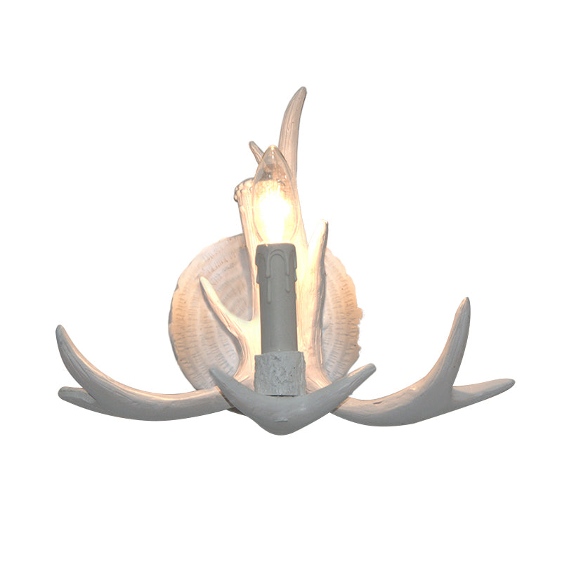 Skørter | 1 Light Exposed Bulb Wall Lamp Traditional White/Wood Resin Wall Lamp Fixture for Hallway