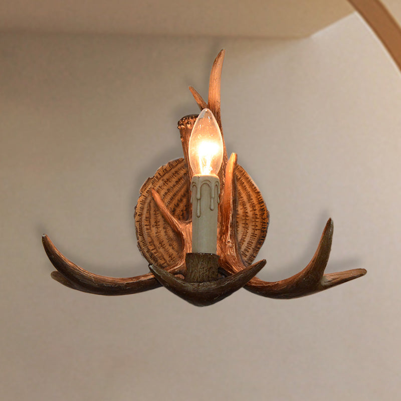 Skørter | 1 Light Exposed Bulb Wall Lamp Traditional White/Wood Resin Wall Lamp Fixture for Hallway