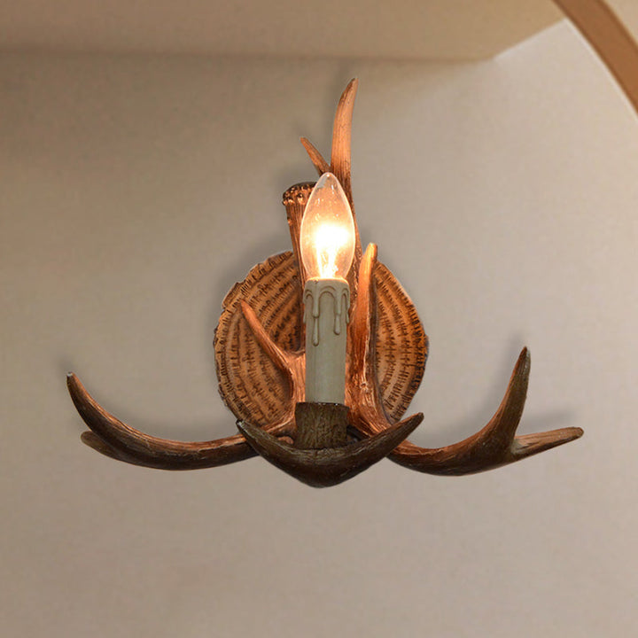 Skørter | 1 Light Exposed Bulb Wall Lamp Traditional White/Wood Resin Wall Lamp Fixture for Hallway
