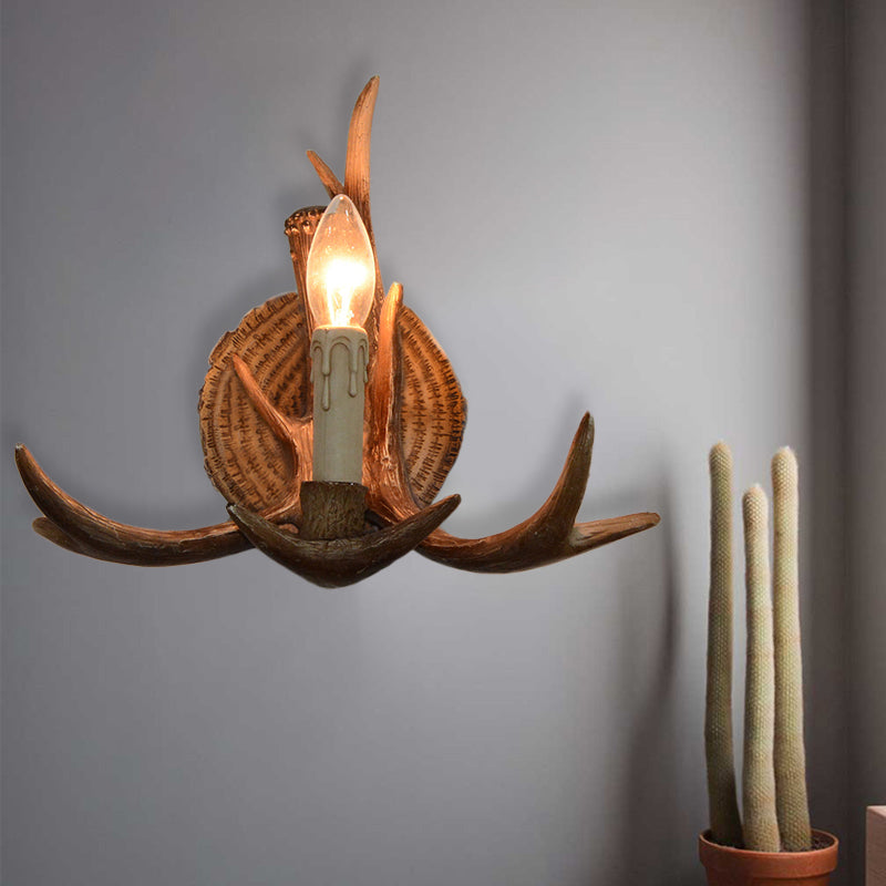 Skørter | 1 Light Exposed Bulb Wall Lamp Traditional White/Wood Resin Wall Lamp Fixture for Hallway