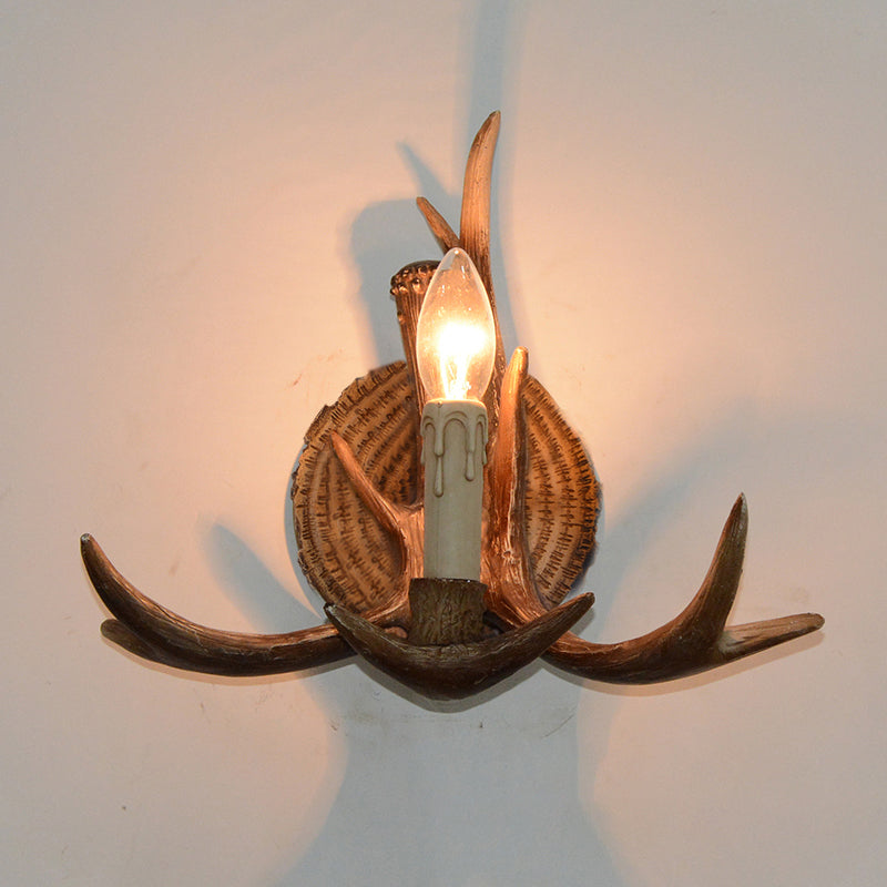 Skørter | 1 Light Exposed Bulb Wall Lamp Traditional White/Wood Resin Wall Lamp Fixture for Hallway