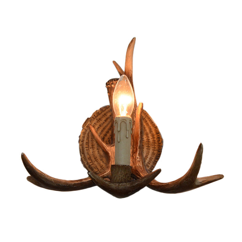 Skørter | 1 Light Exposed Bulb Wall Lamp Traditional White/Wood Resin Wall Lamp Fixture for Hallway