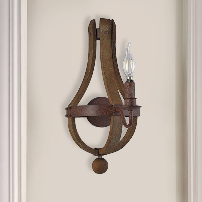 Skørter | 8"/11.5"/15" Width Candle Metal Wall Lamp Country 1/2/3 Lights Dining Room Wall Lighting Fixture in Rust