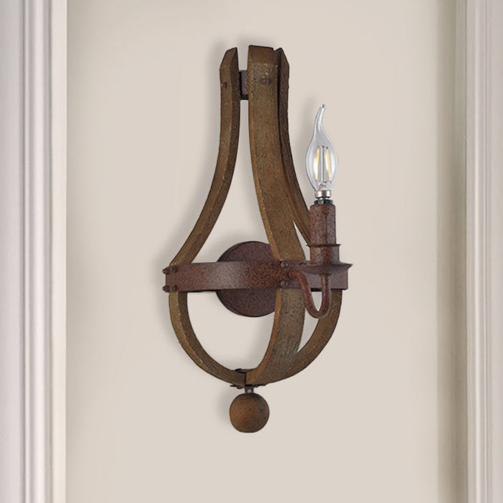 Skørter | 8"/11.5"/15" Width Candle Metal Wall Lamp Country 1/2/3 Lights Dining Room Wall Lighting Fixture in Rust
