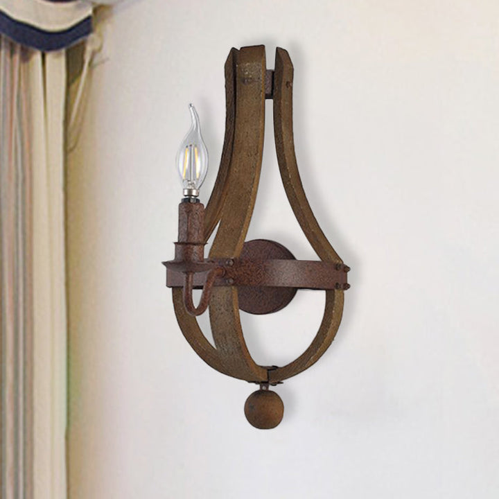 Skørter | 8"/11.5"/15" Width Candle Metal Wall Lamp Country 1/2/3 Lights Dining Room Wall Lighting Fixture in Rust