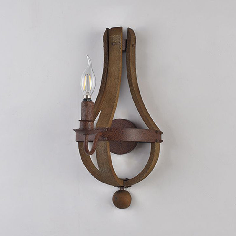 Skørter | 8"/11.5"/15" Width Candle Metal Wall Lamp Country 1/2/3 Lights Dining Room Wall Lighting Fixture in Rust