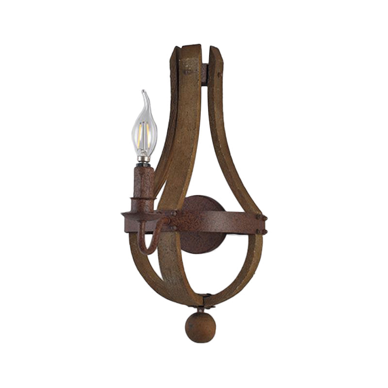 Skørter | 8"/11.5"/15" Width Candle Metal Wall Lamp Country 1/2/3 Lights Dining Room Wall Lighting Fixture in Rust