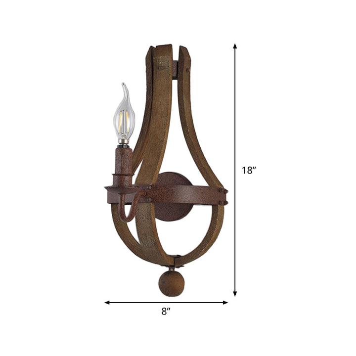 Skørter | 8"/11.5"/15" Width Candle Metal Wall Lamp Country 1/2/3 Lights Dining Room Wall Lighting Fixture in Rust