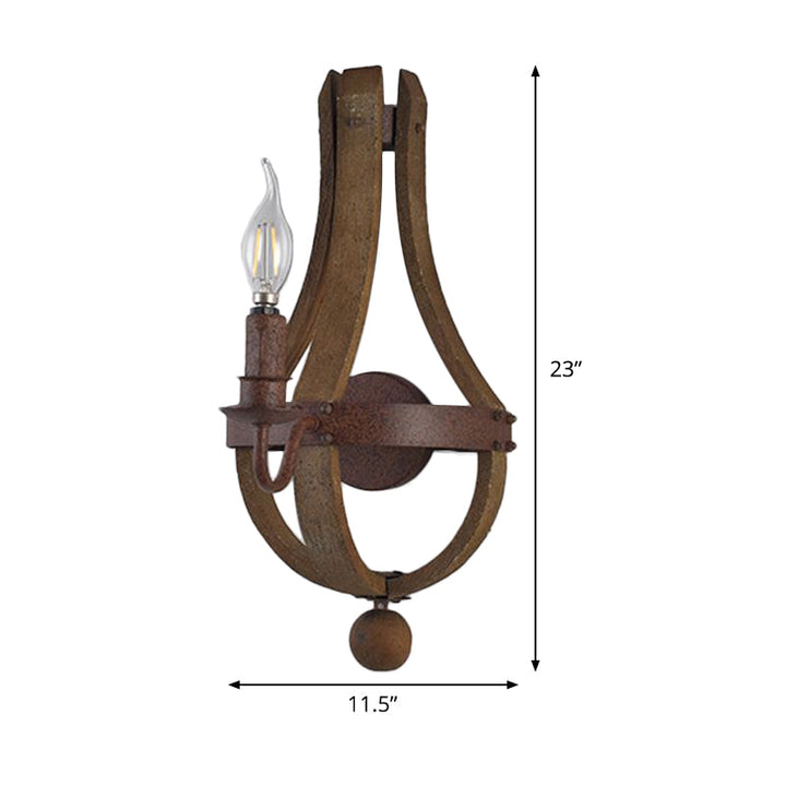 Skørter | 8"/11.5"/15" Width Candle Metal Wall Lamp Country 1/2/3 Lights Dining Room Wall Lighting Fixture in Rust