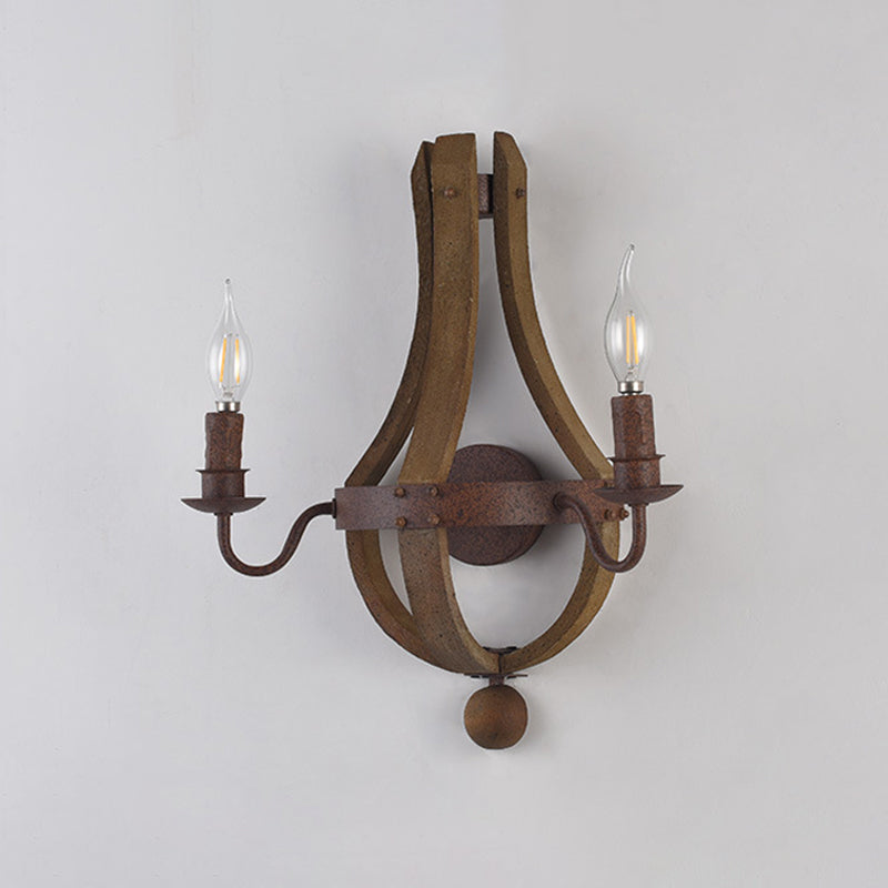 Skørter | 8"/11.5"/15" Width Candle Metal Wall Lamp Country 1/2/3 Lights Dining Room Wall Lighting Fixture in Rust