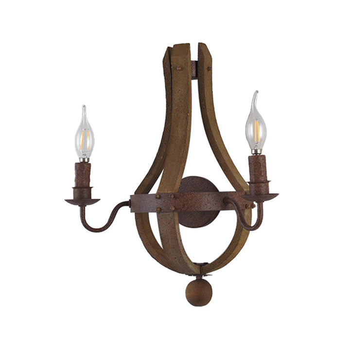 Skørter | 8"/11.5"/15" Width Candle Metal Wall Lamp Country 1/2/3 Lights Dining Room Wall Lighting Fixture in Rust