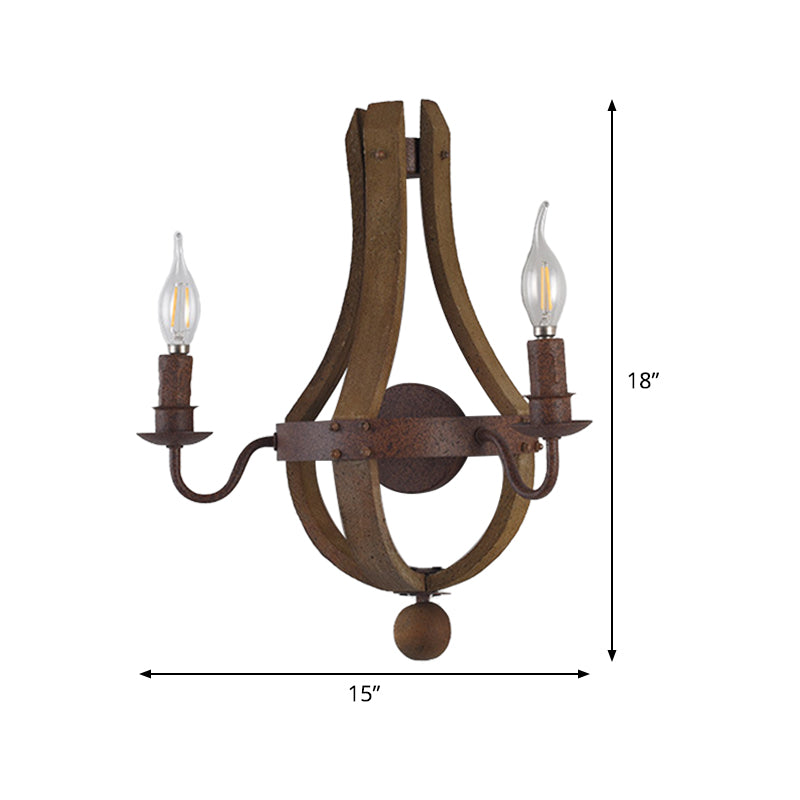 Skørter | 8"/11.5"/15" Width Candle Metal Wall Lamp Country 1/2/3 Lights Dining Room Wall Lighting Fixture in Rust