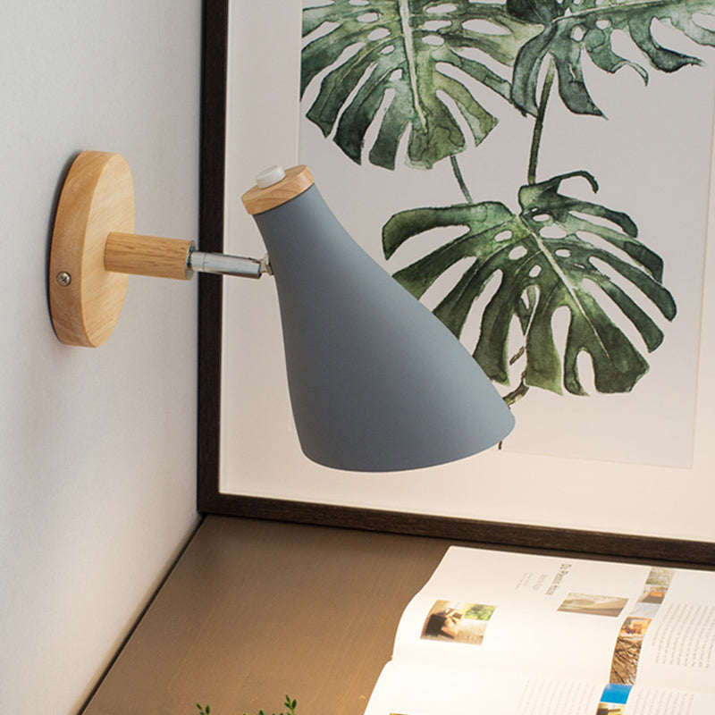 Skørter | Flared Wall Lighting Modernism Metal 1 Lamp Sconce Light Fixture in Gray with Rotating Knob