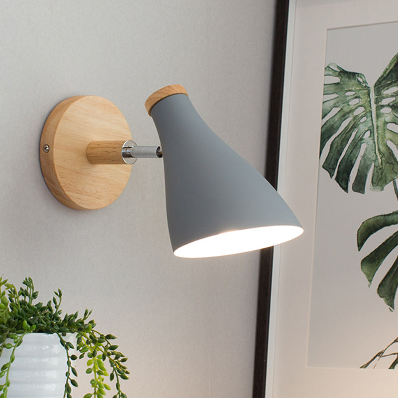 Skørter | Flared Wall Lighting Modernism Metal 1 Lamp Sconce Light Fixture in Gray with Rotating Knob