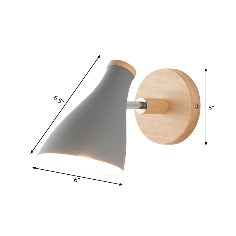 Skørter | Flared Wall Lighting Modernism Metal 1 Lamp Sconce Light Fixture in Gray with Rotating Knob