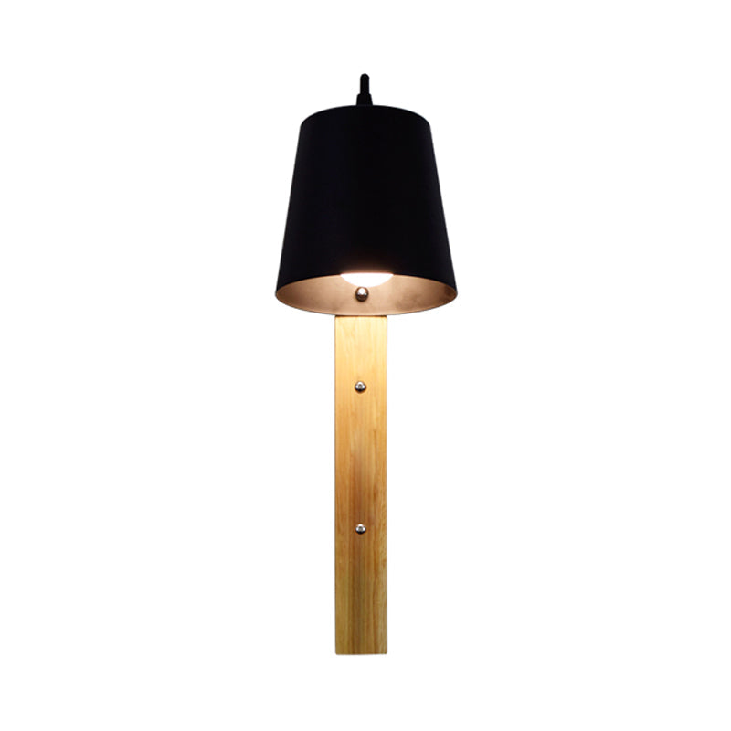 Skørter | Metallic Bell Wall Light Modern 1 Head Black/White Wall Light with Rectangular Wooden Backplate