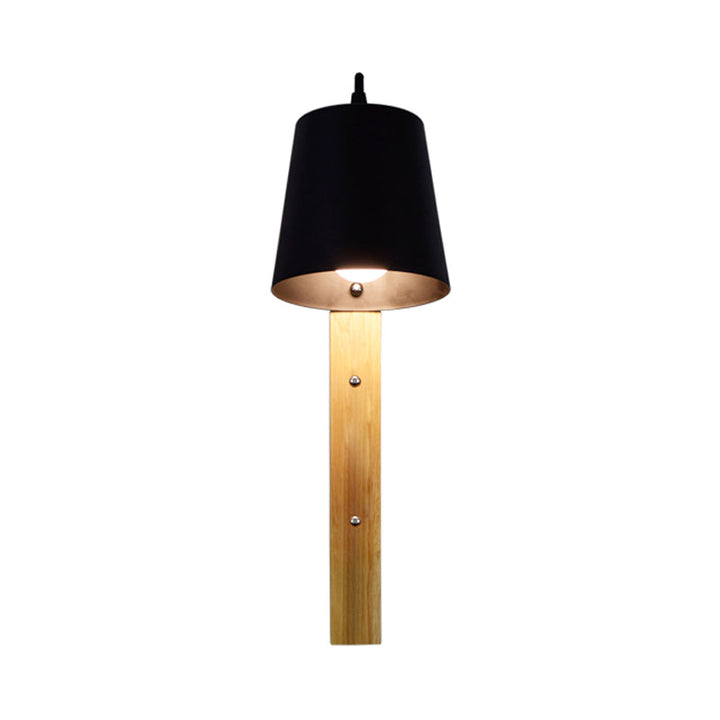 Skørter | Metallic Bell Wall Light Modern 1 Head Black/White Wall Light with Rectangular Wooden Backplate