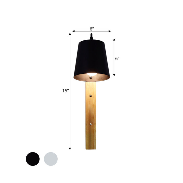 Skørter | Metallic Bell Wall Light Modern 1 Head Black/White Wall Light with Rectangular Wooden Backplate