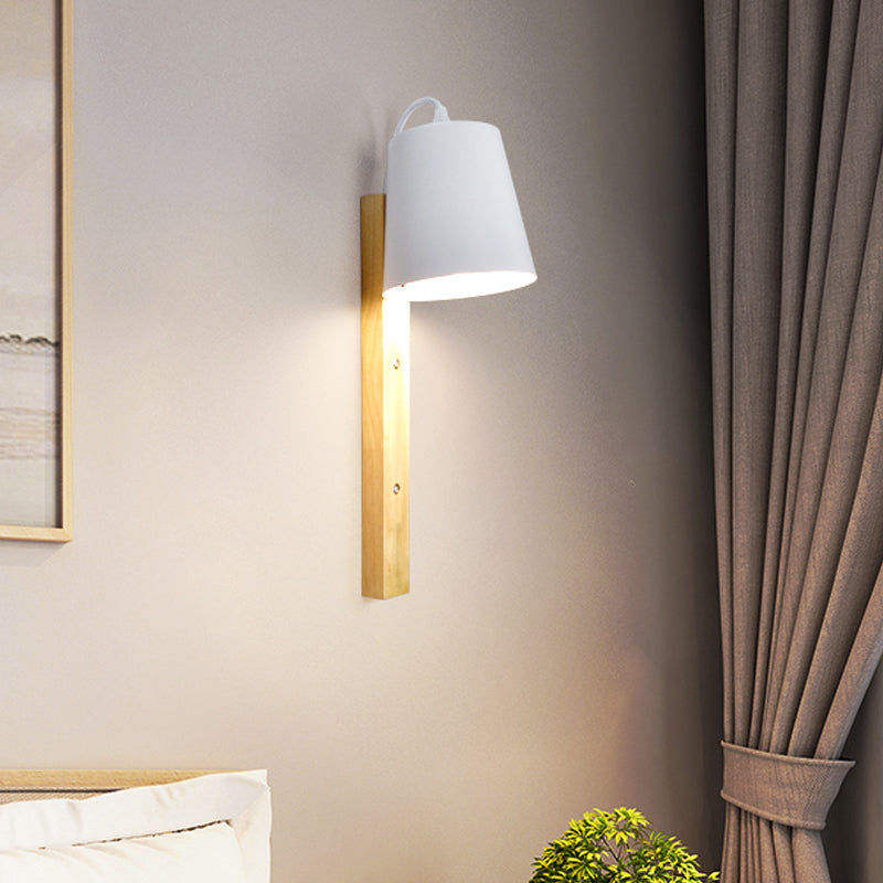 Skørter | Metallic Bell Wall Light Modern 1 Head Black/White Wall Light with Rectangular Wooden Backplate