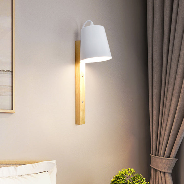 Skørter | Metallic Bell Wall Light Modern 1 Head Black/White Wall Light with Rectangular Wooden Backplate