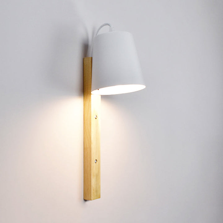 Skørter | Metallic Bell Wall Light Modern 1 Head Black/White Wall Light with Rectangular Wooden Backplate