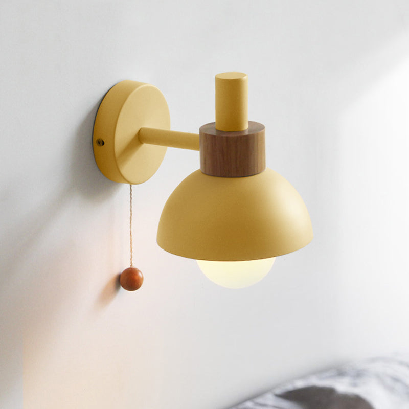 Skørter | 1 Head Nightstand Wall Lamp Macaron White/Pink/Yellow Scone Light Arrangement with Curved Metal Shade
