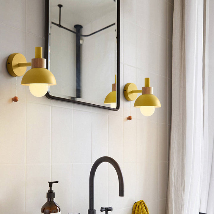 Skørter | 1 Head Nightstand Wall Lamp Macaron White/Pink/Yellow Scone Light Arrangement with Curved Metal Shade