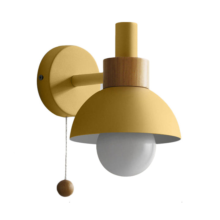 Skørter | 1 Head Nightstand Wall Lamp Macaron White/Pink/Yellow Scone Light Arrangement with Curved Metal Shade