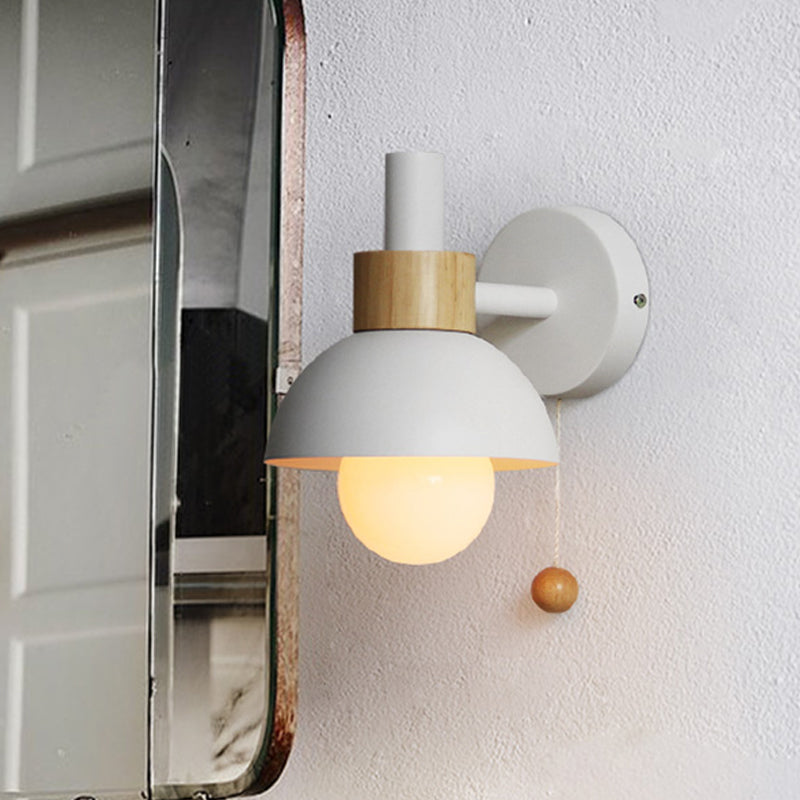 Skørter | 1 Head Nightstand Wall Lamp Macaron White/Pink/Yellow Scone Light Arrangement with Curved Metal Shade