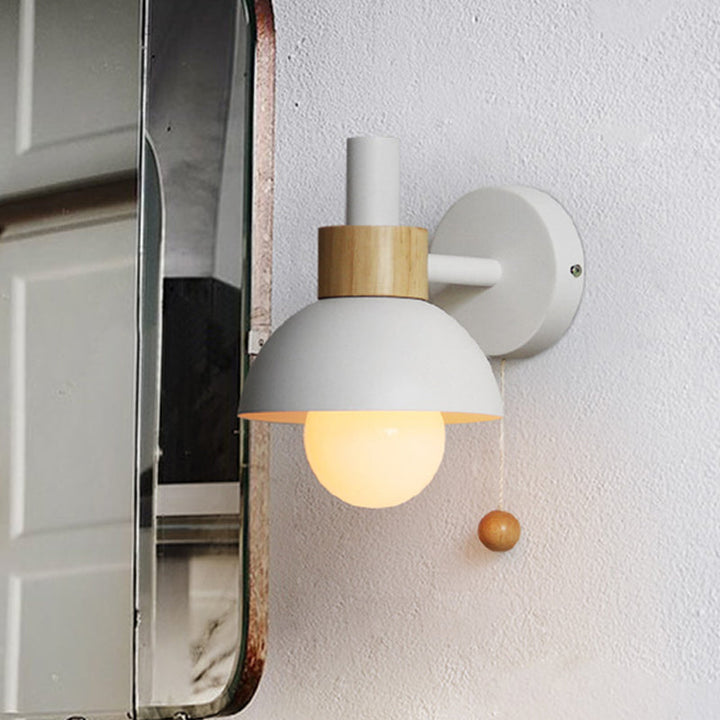 Skørter | 1 Head Nightstand Wall Lamp Macaron White/Pink/Yellow Scone Light Arrangement with Curved Metal Shade