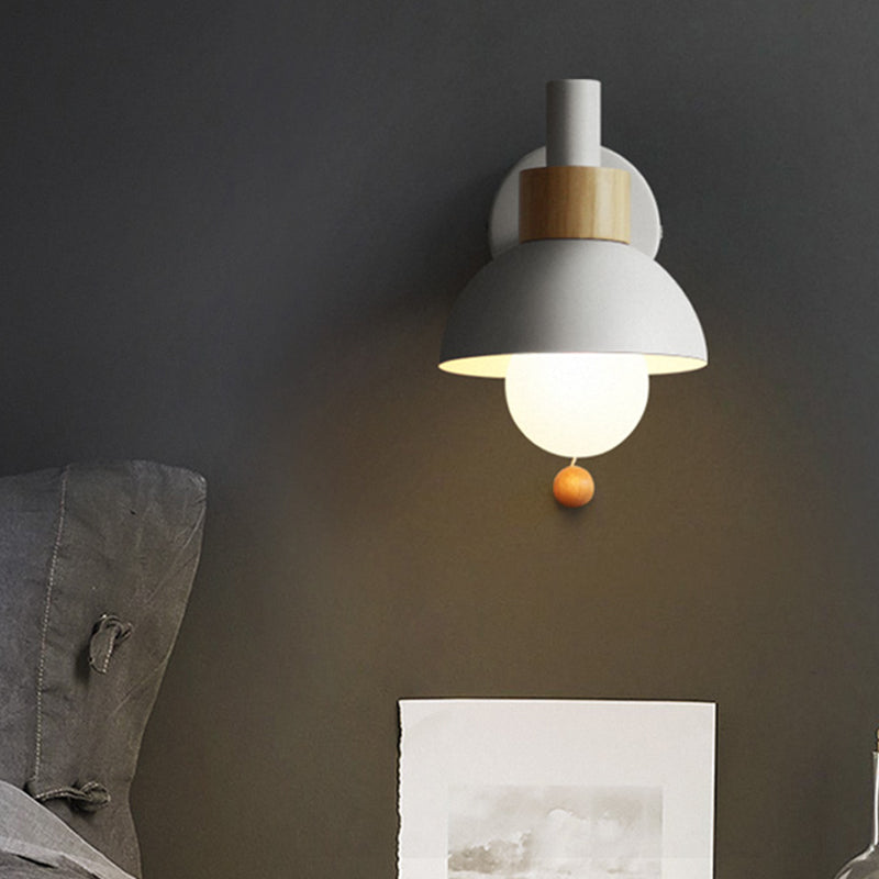 Skørter | 1 Head Nightstand Wall Lamp Macaron White/Pink/Yellow Scone Light Arrangement with Curved Metal Shade