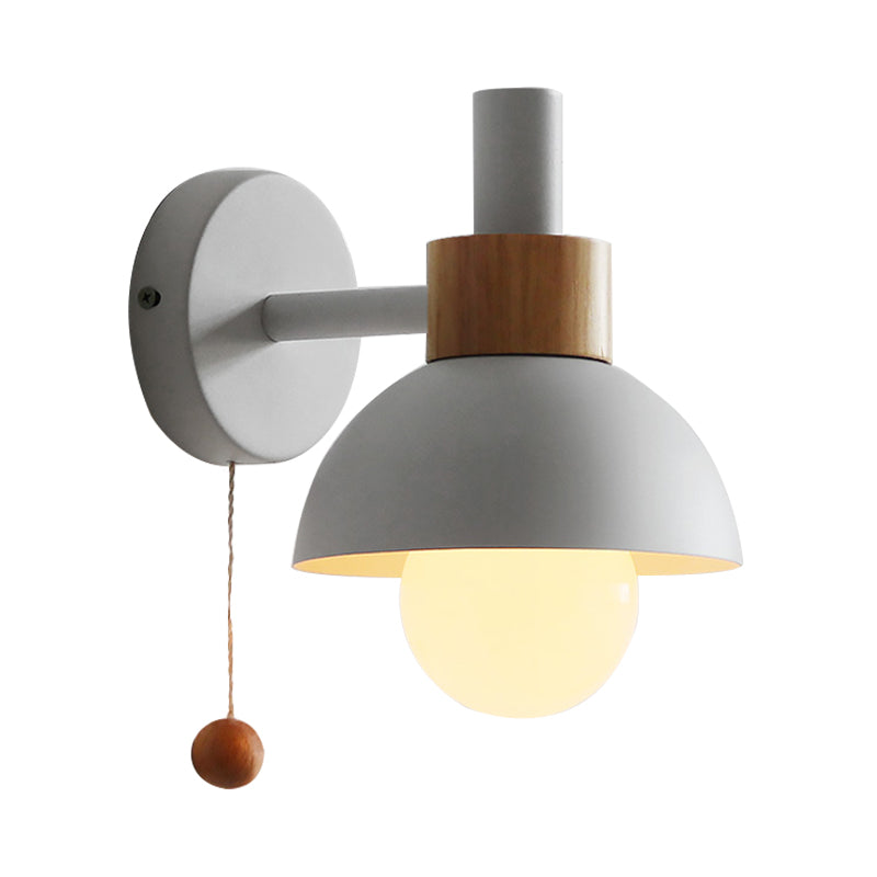 Skørter | 1 Head Nightstand Wall Lamp Macaron White/Pink/Yellow Scone Light Arrangement with Curved Metal Shade