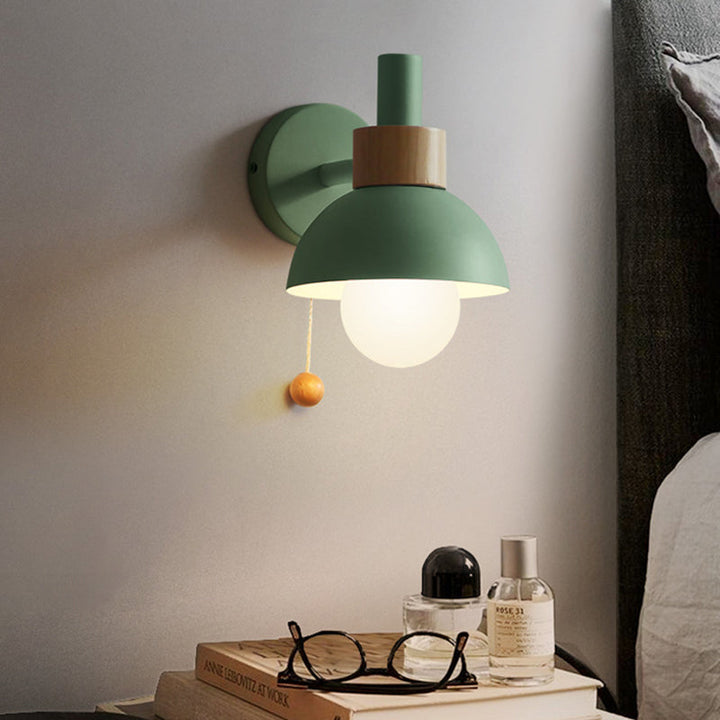 Skørter | 1 Head Nightstand Wall Lamp Macaron White/Pink/Yellow Scone Light Arrangement with Curved Metal Shade