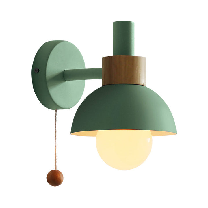 Skørter | 1 Head Nightstand Wall Lamp Macaron White/Pink/Yellow Scone Light Arrangement with Curved Metal Shade