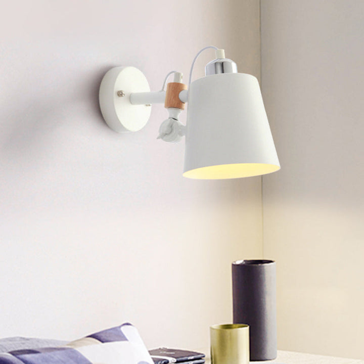 Skørter | Metal Cone Wall Lighting Contemporary 1 Head Wall Lamp Fixture in White with Adjustable Arm