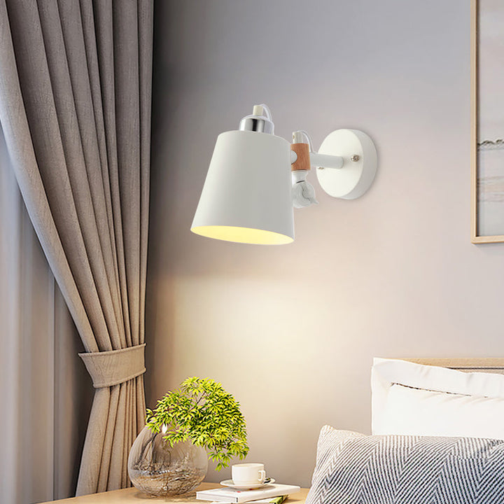Skørter | Metal Cone Wall Lighting Contemporary 1 Head Wall Lamp Fixture in White with Adjustable Arm