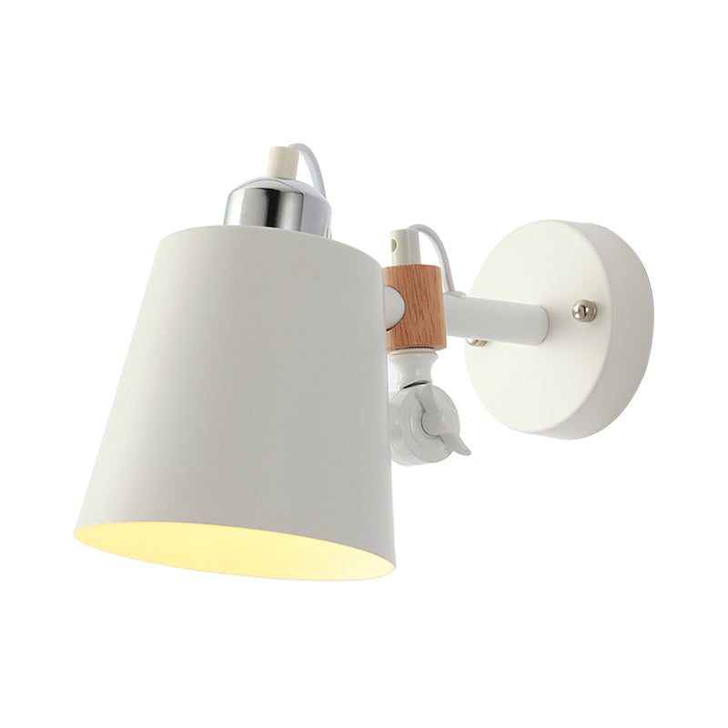 Skørter | Metal Cone Wall Lighting Contemporary 1 Head Wall Lamp Fixture in White with Adjustable Arm