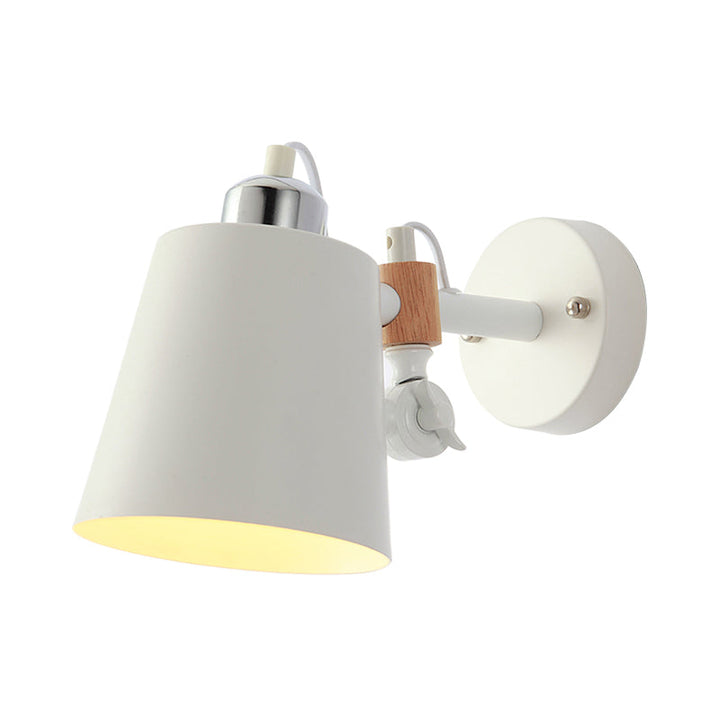 Skørter | Metal Cone Wall Lighting Contemporary 1 Head Wall Lamp Fixture in White with Adjustable Arm