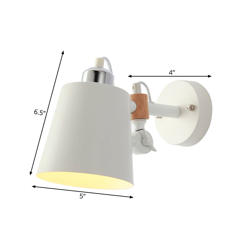 Skørter | Metal Cone Wall Lighting Contemporary 1 Head Wall Lamp Fixture in White with Adjustable Arm