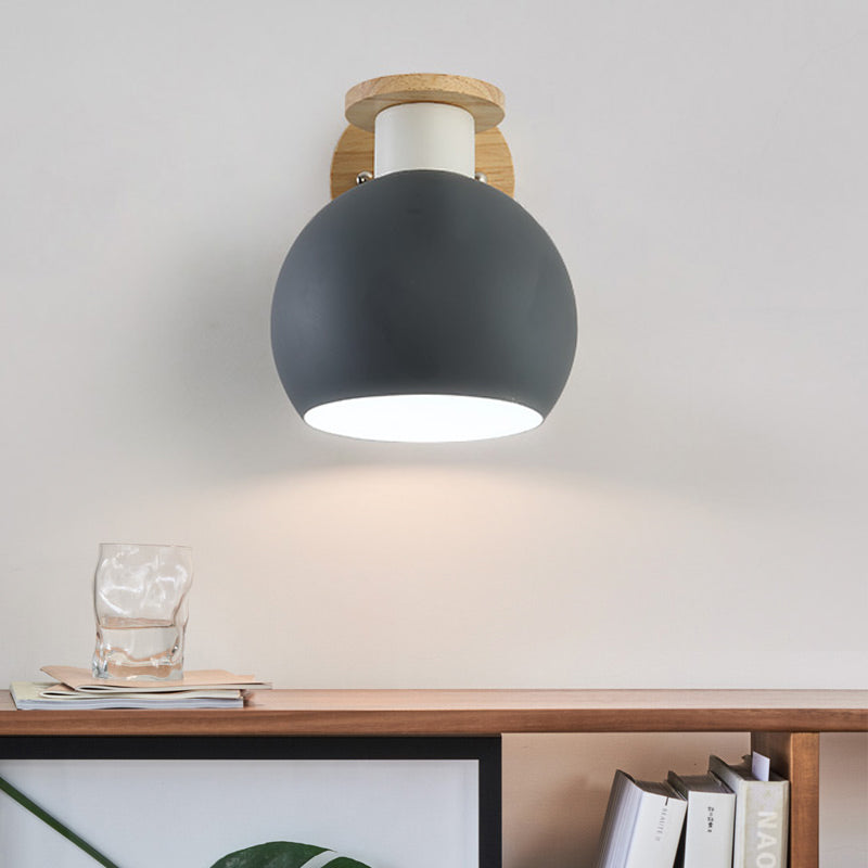 Skørter | 1 Bulb Bedroom Wall Lamp Modern Gray Wall-Mounted Lamp with Global Metal Shade
