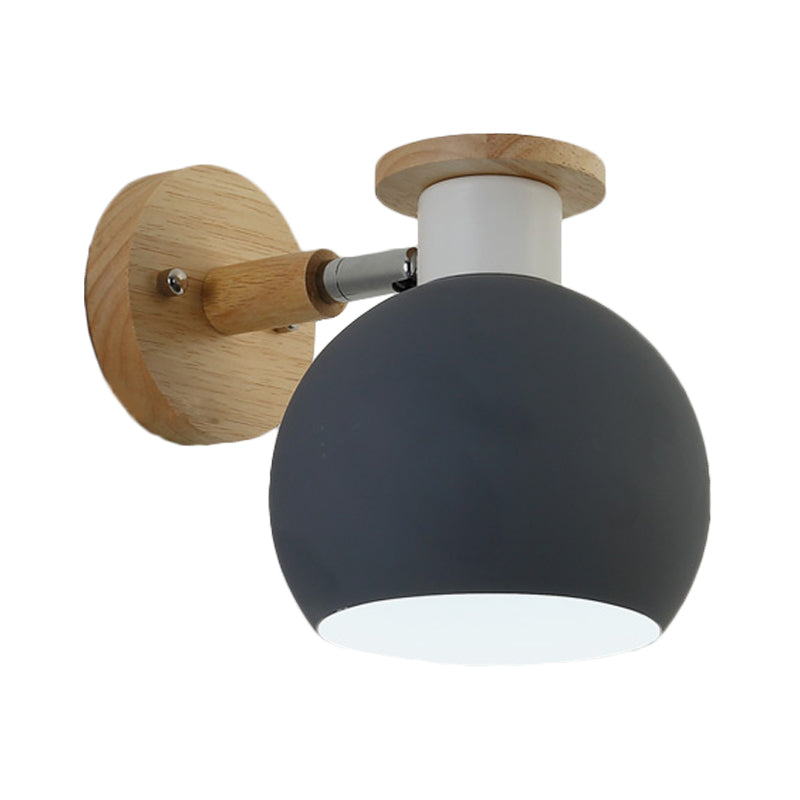 Skørter | 1 Bulb Bedroom Wall Lamp Modern Gray Wall-Mounted Lamp with Global Metal Shade