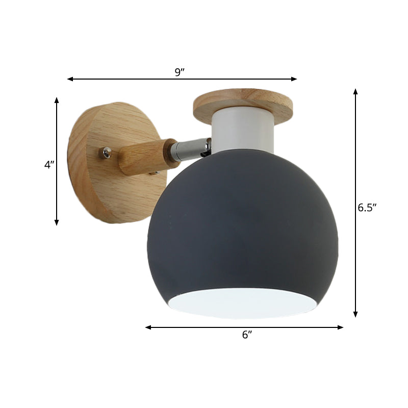 Skørter | 1 Bulb Bedroom Wall Lamp Modern Gray Wall-Mounted Lamp with Global Metal Shade