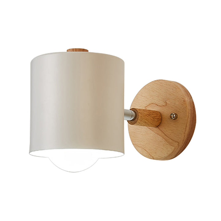 Skørter | Tube Metal Wall Lighting contemporary 1 head White/Green Wall lamp with round wood back plate