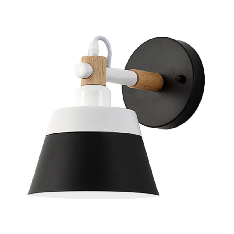 Skørter | Macaron 1 Head Wall Light Black/Pink Width Flare Wall Lamp with Metal Shade